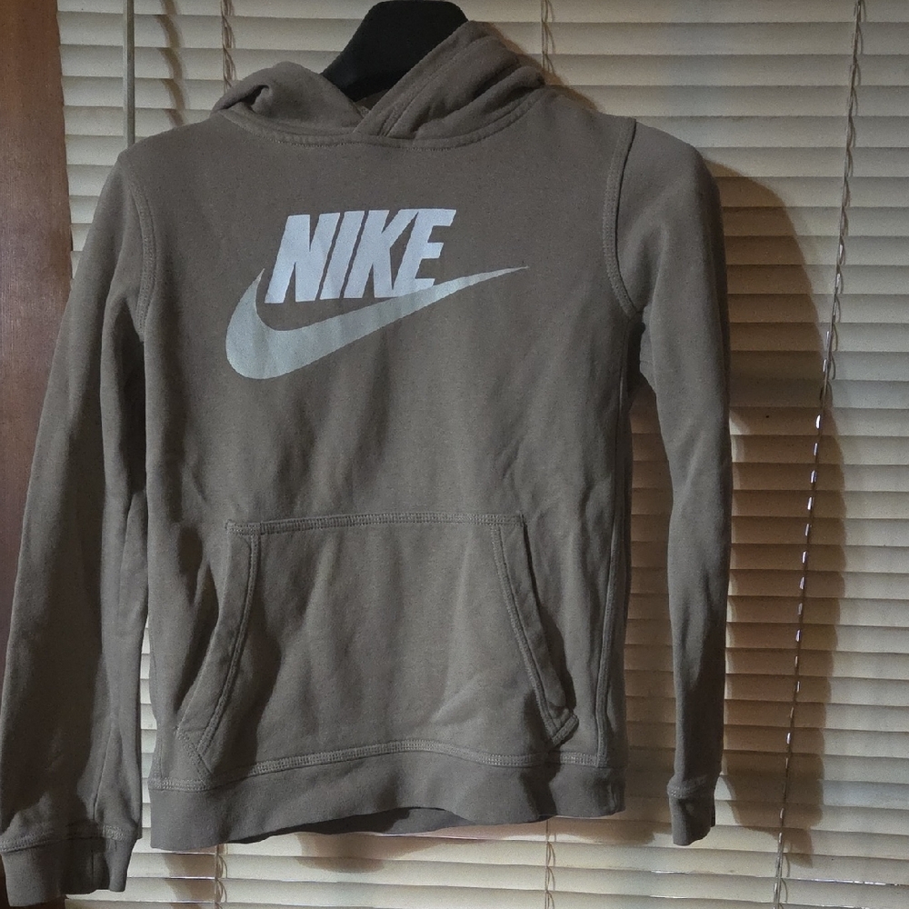 Youth Size Large Nike Tan Hoodie with White Logo